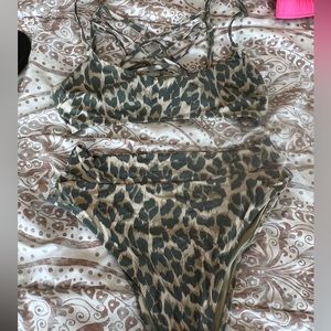 Aerie Cheetah Bikini Set Size Medium